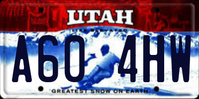UT license plate A604HW
