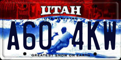 UT license plate A604KW