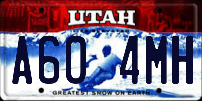 UT license plate A604MH