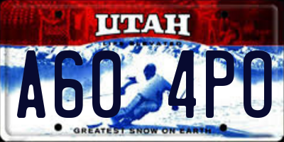 UT license plate A604PO