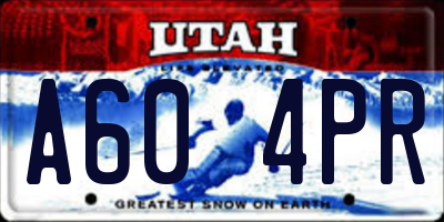UT license plate A604PR