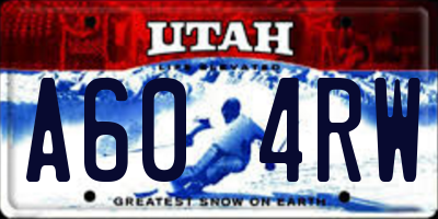 UT license plate A604RW