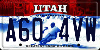 UT license plate A604VW