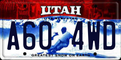 UT license plate A604WD