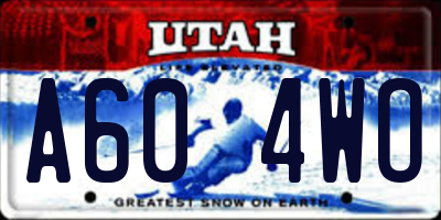 UT license plate A604WO