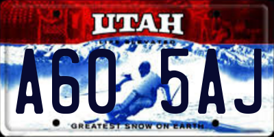 UT license plate A605AJ