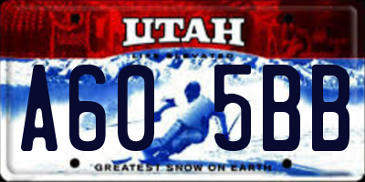 UT license plate A605BB