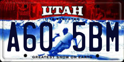 UT license plate A605BM