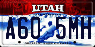 UT license plate A605MH