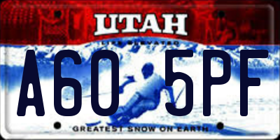 UT license plate A605PF