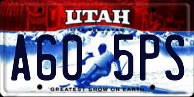 UT license plate A605PS