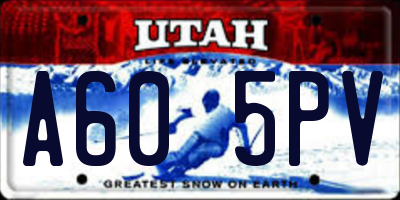 UT license plate A605PV