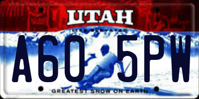 UT license plate A605PW