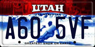 UT license plate A605VF