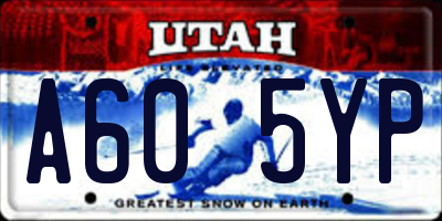 UT license plate A605YP