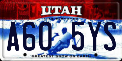 UT license plate A605YS