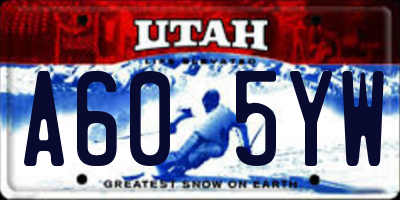 UT license plate A605YW