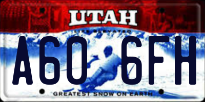 UT license plate A606FH