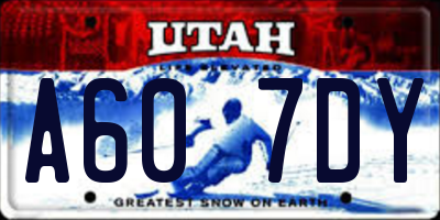 UT license plate A607DY