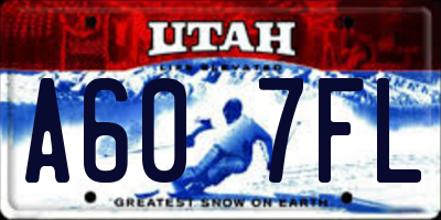 UT license plate A607FL