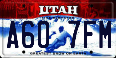 UT license plate A607FM