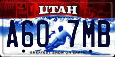 UT license plate A607MB