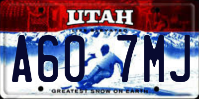 UT license plate A607MJ
