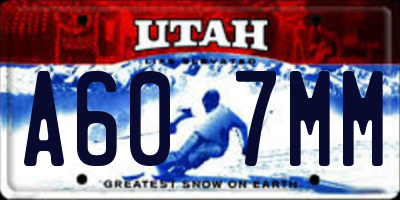 UT license plate A607MM