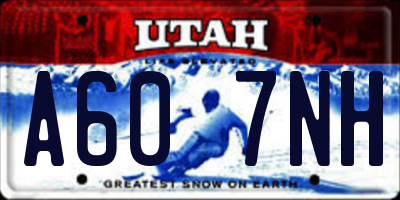 UT license plate A607NH