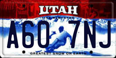 UT license plate A607NJ