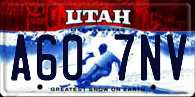 UT license plate A607NV