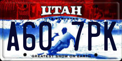 UT license plate A607PK