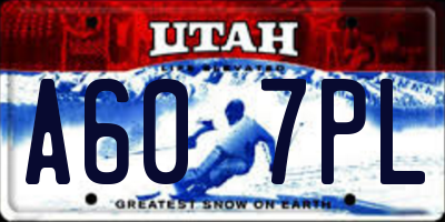 UT license plate A607PL