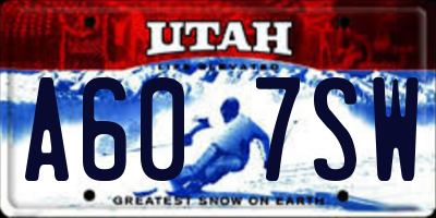 UT license plate A607SW