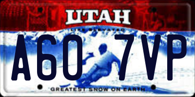 UT license plate A607VP