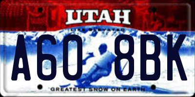 UT license plate A608BK
