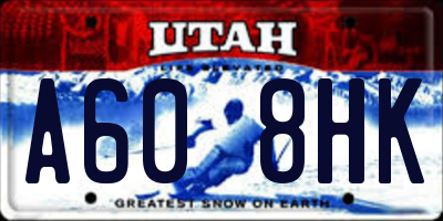 UT license plate A608HK