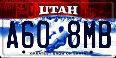 UT license plate A608MB