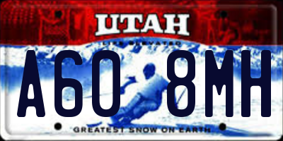 UT license plate A608MH