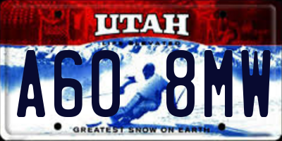 UT license plate A608MW