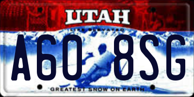 UT license plate A608SG