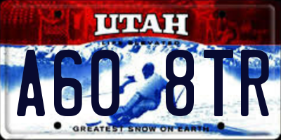 UT license plate A608TR