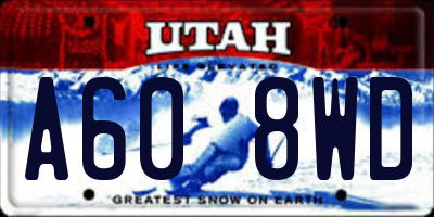 UT license plate A608WD