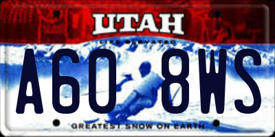UT license plate A608WS