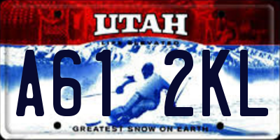 UT license plate A612KL