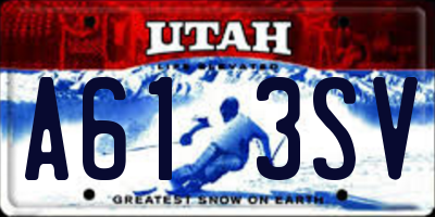 UT license plate A613SV