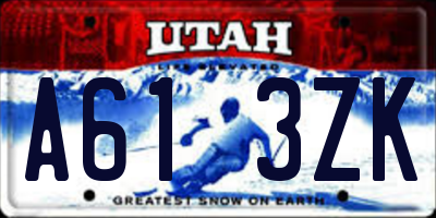 UT license plate A613ZK