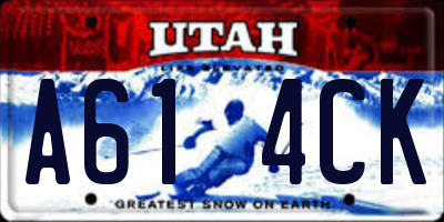 UT license plate A614CK