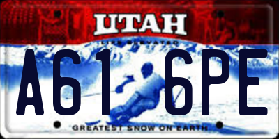 UT license plate A616PE