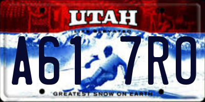 UT license plate A617RO